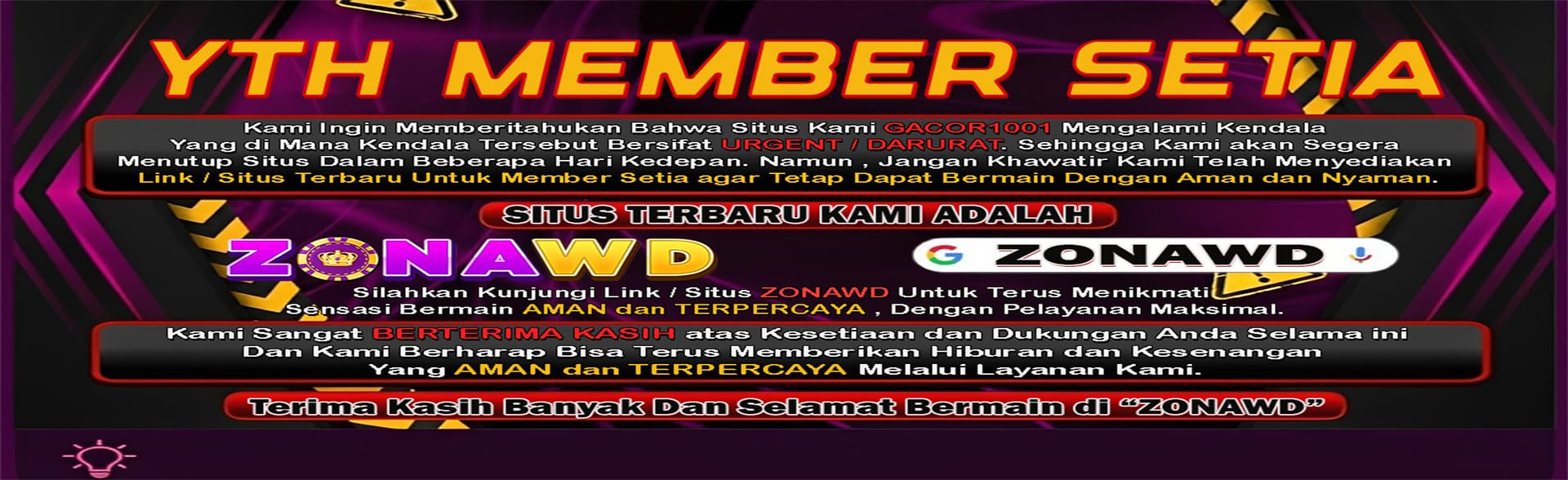 Pergantian Nama Gacor1001 Menjadi ZONAWD